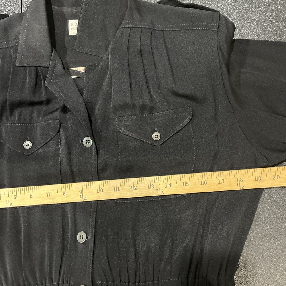 Liz Claiborne Womens Vtg Jumpsuit Sz 6 Black Button Belted Retro Western Grunge - Picture 4 of 7